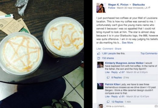 Starbucks извинился за кофе с сатанинским латте-артом