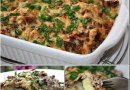 Картофельная запеканка с фаршем и грибами