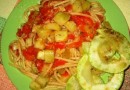 Паста с кабачками,перцем, помидорами