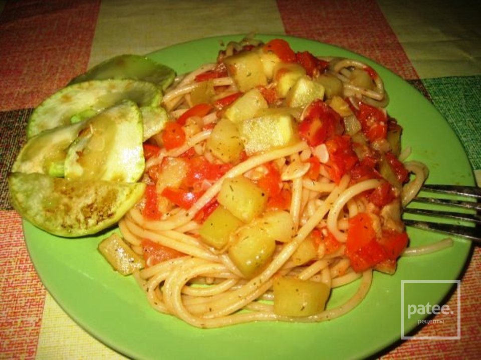 Паста с кабачками,перцем, помидорами - Шаг 7