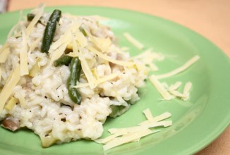 Зеленое ризотто с грибами