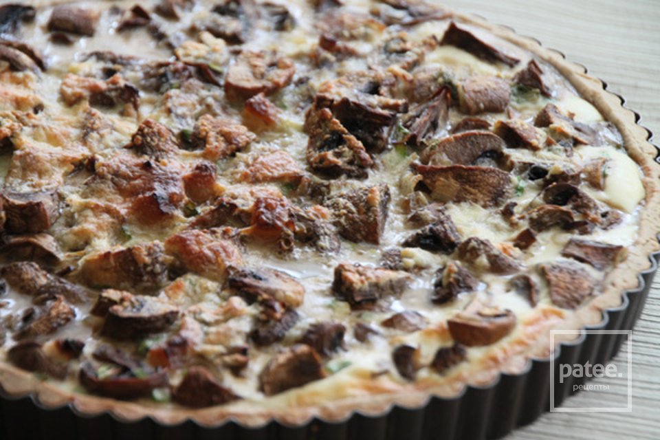 Киш с шампиньонами и салом - Шаг 6