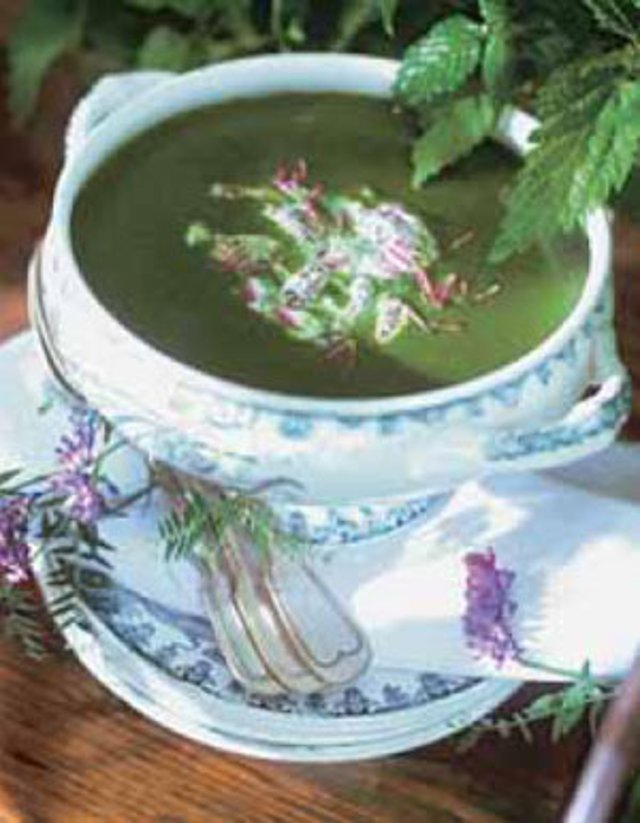 Овощной суп с одуванчиками и лебедой
