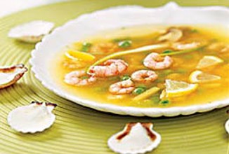 Суп из цветной капусты с кальмарами или креветками