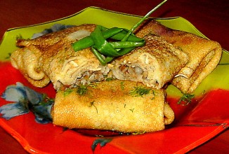 Блинчики с гречкой и мясом