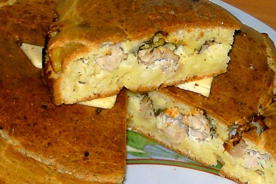 Рецепт Заливной пирог с индейкой и картофелем