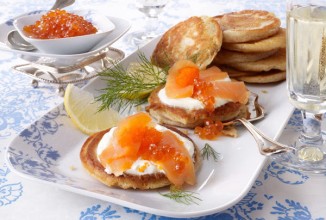 Блины с икрой и лососем