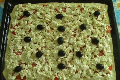 Пицца куриная с маслинами. - приготовление