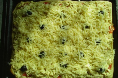 Пицца куриная с маслинами. - приготовление