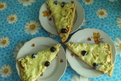 Пицца куриная с маслинами. - приготовление