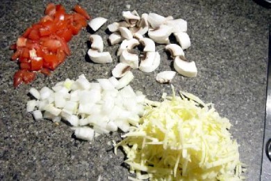 Омлет с грибами, томатами и сыром - приготовление