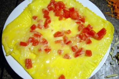 Омлет с грибами, томатами и сыром - приготовление