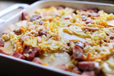 Картофель, запеченый с ветчиной - приготовление