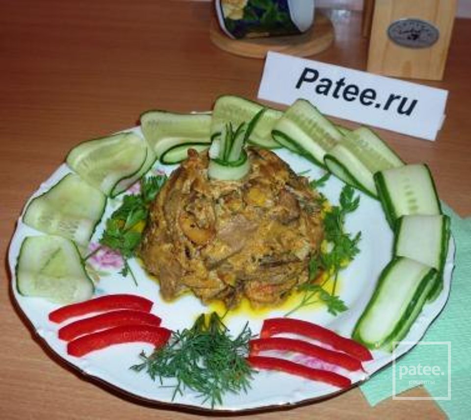 Язык  с грибами  в сметане - Шаг 4