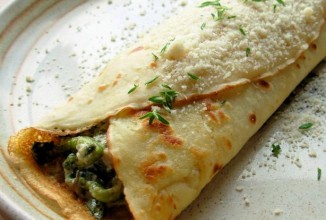Крепы с сыром, грибами и шпинатом