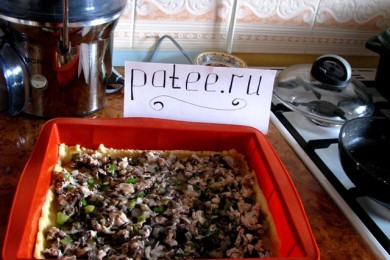 Лоранский пирог (киш) с курицей и грибами - приготовление