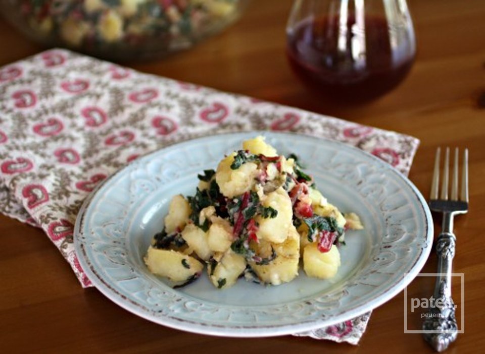 Картофельные салат с швейцарским мангольдом (свеклой) - Шаг 3