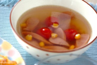 Колбасный суп с кукурузой