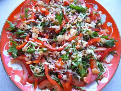 Рецепт Салат из рукколы и креветок