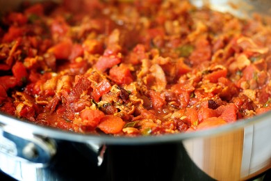 Капеллини с беконом и томатами - приготовление