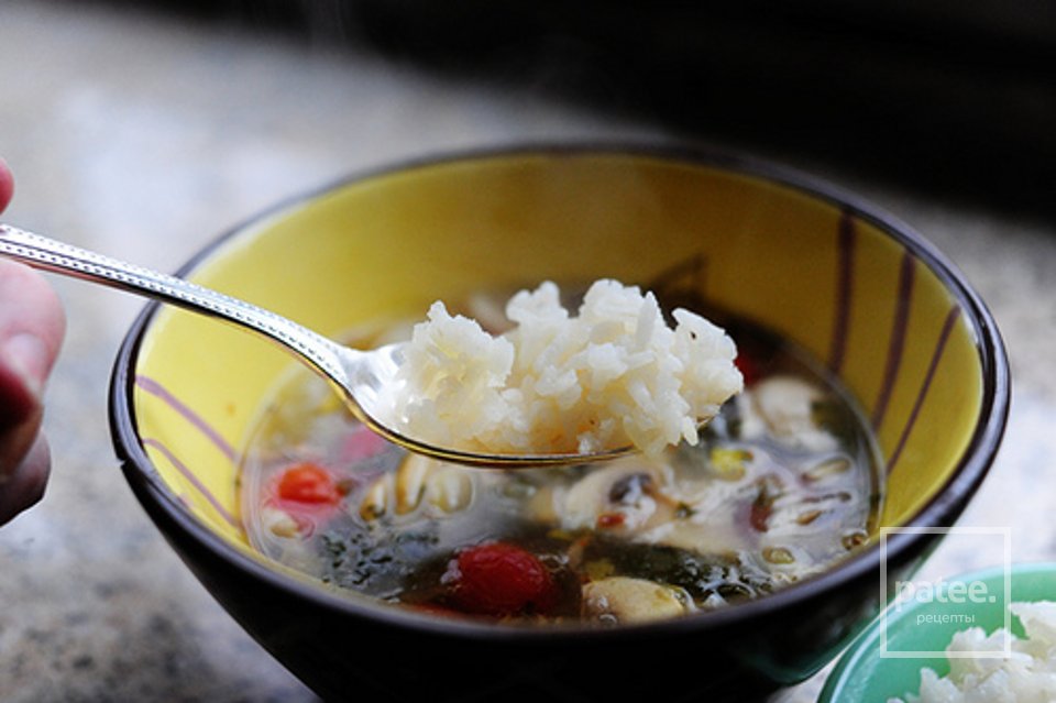 Тайский куриный суп с кинзой и рисом - Шаг 21