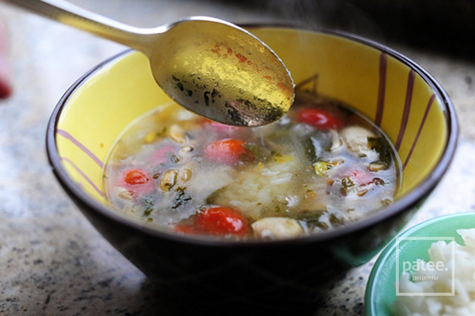 Тайский куриный суп с кинзой и рисом - Шаг 22