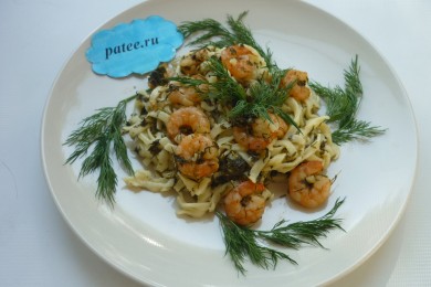 Паста с королевскими креветками - приготовление