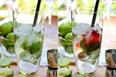 Малиново-базиликовый мохито - приготовление