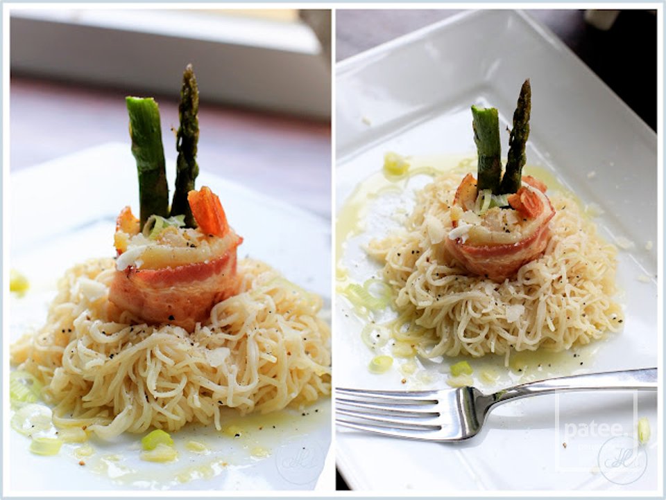 Паста со спаржей и креветками, завернутыми в бекон - Шаг 6