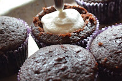 Шоколадные кексы с начинкой - приготовление