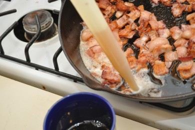 Бекон с капустой кале - приготовление