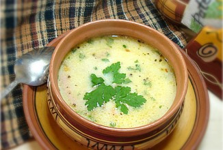 Суп из плавленых сырков с грибами и колбасой