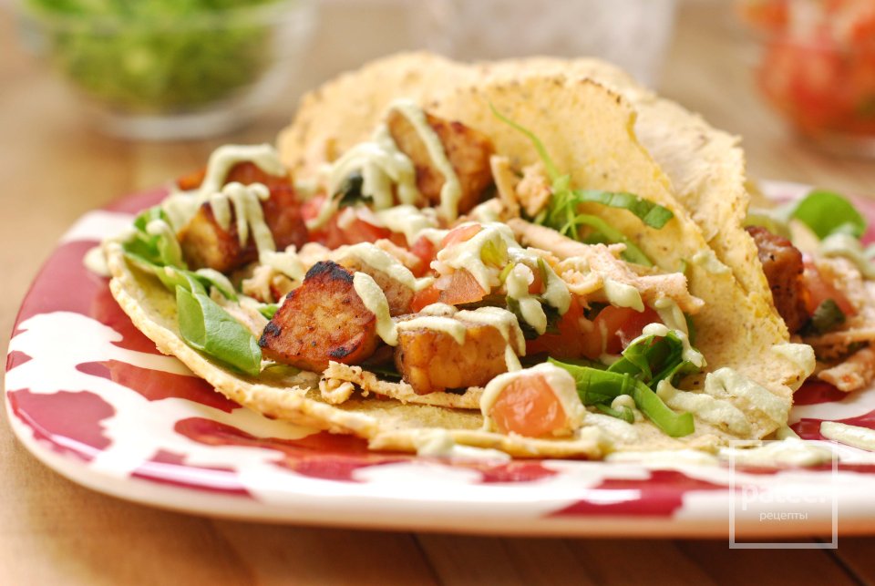 Веганские тако с тепме и авокадо-лаймовым кремом - Шаг 4