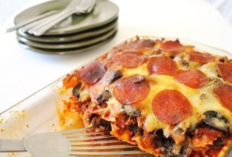 Запеканка из пасты с колбасой