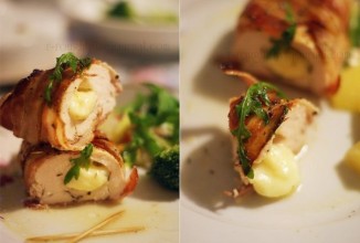 Куриное филе, запеченное с сыром и беконом