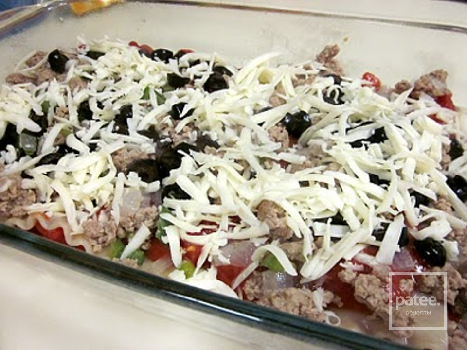 Пицца-лазанья с индейкой, оливками и грибами - Шаг 9