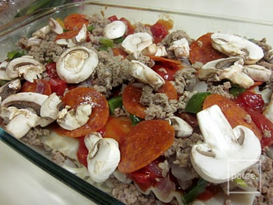 Пицца-лазанья с индейкой, оливками и грибами - Шаг 10