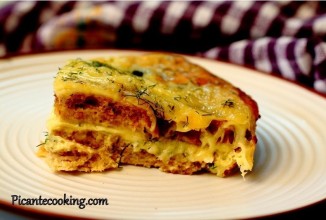 Сырная запеканка с хлебом и укропом