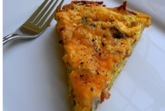 Пирог с грибами и ветчиной