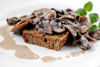 Чесночные тосты с грибным рагу