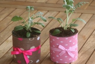 Горшочки для цветов из консервных банок