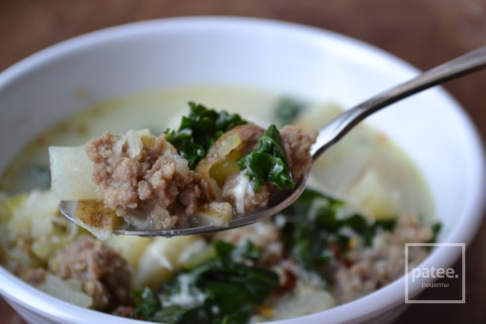 Суп с картошкой, колбасками и капустой - Шаг 7