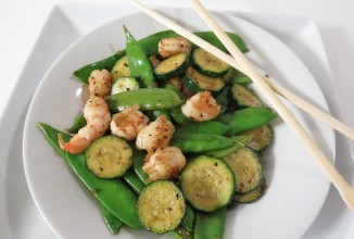 Креветки с цуккини и стручковой фасолью