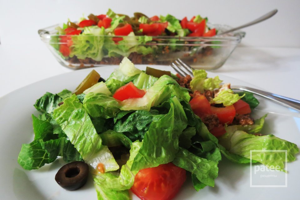 Мясной салат с овощами и приправой тако - Шаг 6