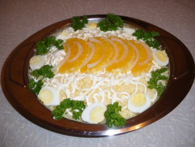 Рецепт Салат Дипломат с яйцом и апельсином