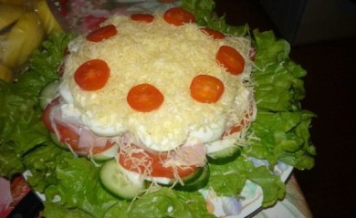 Рецепт Салат овощной с яйцом и ветчиной