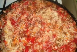 Рис с овощами и индейкой