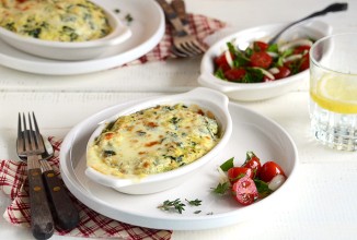 Запеканка с грибами, сыром и шпинатом