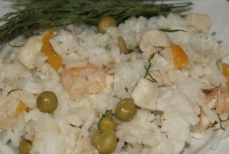Рис с курицей и креветками