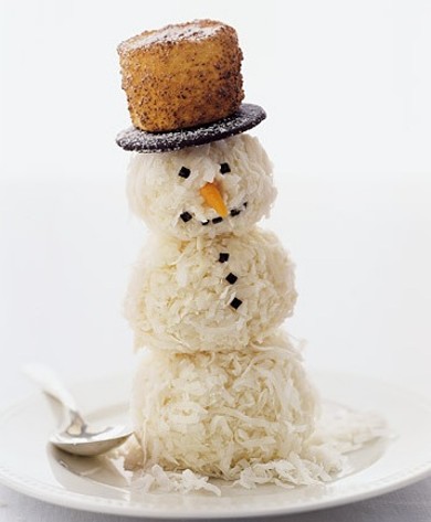 Рецепт Снеговики из мороженого и кокосовой стружки
